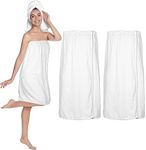 Tigeen 2 Pcs Towel Wrap for Women Lightweight Spa Robe with Adjustable Closure Elastic Top Soft Bathrobe Spa Wrap (White,M)