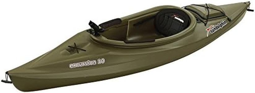 Sun Dolphin Journey 10 SS Sit on Top Kayak, 1 Person Fishing Kayak for Adults, Recreational Kayak with Portable Accessory Carrier & 1 Paddle, Carries Weight Up to 250 lbs (Olive-10ft)