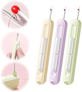 2 in 1 Needle Threader Seam Ripper, Stretchable Seam Rippers for Sewing, Thread Remover Tool for Hand Sewing, Knitting, Cross Stitch, Embroidery and Thread Removal (3 PCS)