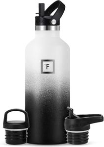 IRON °FLASK Botella de Agua para Deportes de Boca Estrecha - 32 oz, 3 Tapas (Tapa de Paja), Acero Inoxidable con Aislamiento al vacío, frío Caliente, Moderno de Doble Pared, Taza Termo Simple