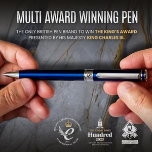 Scriveiner Midnight Blue Ballpoint Pen Set – Chrome Steel, Refillable, Gift Box