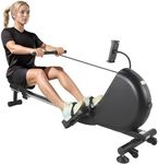 Magnetic Rower Machine Without Power Cord, Self Powered Quiet Rower Machine with 16 -Level Adjustable Resistance, 350 Lb Weight Capacity Rower with Comfortable Seat Cushion, Bluetooth, App Compatible