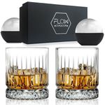 FLOW Barware GEO Whiskey Glasses | 350ml Whisky Glass | Set of 2 Whiskey Glasses | Whisky Tumbler for Scotch, Bourbon, Gin & Tonic & Negroni Cocktail | Whiskey Glassware Gift Set