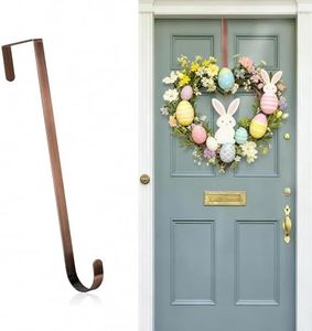 Nirohee Wreath Hangers for Front Door,12 Inches Wreath Hanger Hook for Front Porch Decor,Metal Over The Door Hooks Hanger for Halloween Fall Christmas Decorations Outdoor Indoor Home Decor,Bronze