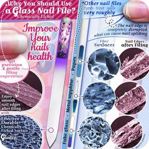 GLADZY Czech Glass Nail File Set – Dual Grit, Callus Remover, Cuticle Pusher