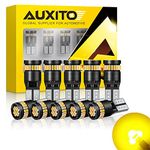 AUXITO 194 LED Bulbs, Amber Yellow 168 2825 W5W T10 Wedge 24-SMD 3014 Bright Chips Error Free for Car Dome Map Door Parking Marker License Plate Dash Instrument Lights, Pack of 10