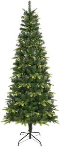 Uten 7.5ft Slim Christmas Tree, with Realistic PE Leaves Artificial Pencil Xmas Tree Indoor Home Decoration, 800 Natural Looking PVC & PE Tips, Hinged Branches Metal Stand, 2 Styles Branches Reusable