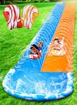 JOYIN 32.5ft/990.6cm Ultra Long Double Slip Water Slide, Heavy Duty Lawn Water Slide with Sprinkler and 2 Inflatable Boards for Kids and Adults party in summerYard Lawn Outdoor Water Play Activities