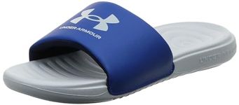 Under Armour mens Ansa Fix Slide Sandal, Halo Gray (105 Royal, 11 US, Halo Gray (105)/Royal, 11