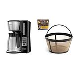 BLACK+DECKER Thermal Carafe Programmable Coffeemaker, 12-Cup Coffee Machine, Stainless Steel & GOLDTONE Reusable 8-12 Cup Basket Coffee Filter fits Mr. Coffee Makers and Brewers