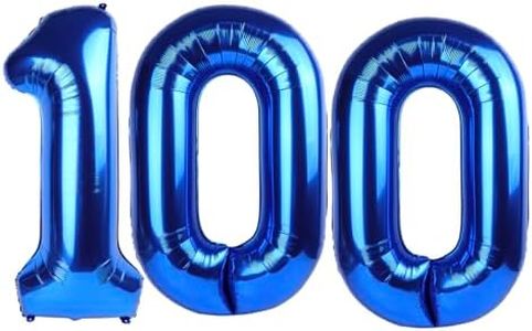 Navy Blue Number 100 Balloon 40 inch, 100 Number Balloon, 100th Navy Blue Birthday Decorations, 100 Year Old Women Men Blue Party Supplies