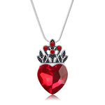 Evie Red Heart Necklace Descendants Princess Costume Queen of Hearts Fan Jewelry For Teens Halloween Parties, Metal