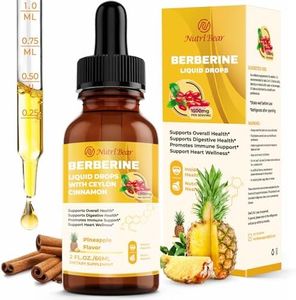 Nutribear Berberine Supplement Liquid Drops, AMPK Berberine with Ceylon Cinnamon, Turmeric, Bitter Melon, 12 Organic Ingredients, 10X Strength Vegan Supplement for Immune & Digestive Support, 2 fl oz