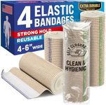 Premium Elastic Bandage Wrap - 4k (2x6in, 2x4in) - Self-Closing Strong Compression Bandage Wrap for Waist, Legs, Elbow and Knee