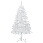 HOMCOM 4FT Artificial Christmas Tree with Pine Realistic Branches, Auto Open, for Indoor Decoration, White