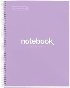 Miquelrius - Notebook Emotions Notebook, 5 Stripes of Colours, A4, 120 Sheets of 5 mm, 90 g/m² Paper, 4 Drills, Hard Cardboard Cover, Lavender