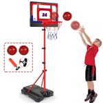 Kids Basketball Hoop and Stand Indoor Outdoor Adjustable 3.5FT-6.2FT Portable Toddler Basketball Hoop With Ball Pump Ball Games Toys for Boys Girls 3+