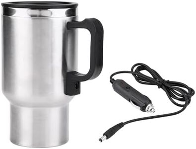Badafaci Electric Water Kettle, Travel Cup, 12V Car Heated Mug 450ml, Insulated Thermo, Indicator Light, Fits Most Car Cup Holders, Portable Coffee Tea Tumbler