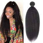 Lianlian Kinky Straight Bundles Human Hair 12A Brazilian Yaki Straight Virgin Hair Weave for Black Women Natural Black Color 28 Inch 1 Bundles