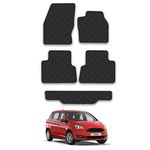 Rubber Car Mats Compatible with Ford Grand C-Max (2011-2019) Tailored Fit Rubber Floor Mats Set Accessory Black Custom Fit 4 Pieces with Clips - Anti-Slip Backing, Heavy Duty & Waterproof