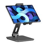 Tablet Stand Adjustable & Foldable, 360° Swivel Heavy Aluminum Tablet Holder for Desk, Compatible with iPad Pro/Air/Mini, Galaxy Tab, Surface Pro, Kindle Fire (7-13") (Dark Gray)