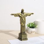 Lilone Statue of Jesus Christ | Christ The Redeemer | Brazil for Home Decor (Metal, 7 Inch, Antique Color)