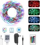 DAYBETTER Led Strip Lights 16.4ft 5m 300 LEDs Flexible Color Changing RGB 3528 Led Strip Light Kit with Remote Controller and Power Supply for Bedroom, Home, Kitchen