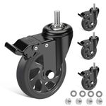 IQWTU Heavy Duty Castor with Brake, 125MM Furniture Castors with M10 X 30mm Screw Stem, PU Casters Trolley Wheels with Bolts, 4 Threaded Swivel Castors 360° Rotation up to 700KG