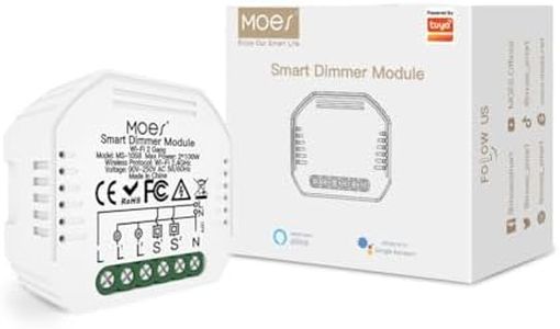MOES Variateur de Lumiere Sans fil WiFi Intelligent DIY Alexa, MiNi Taille,Commutateur Relais Connecté Smart Life Tuya Contrôle à Distance, Compatible avec Google Home Alexa, 2 Gang