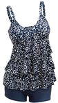 ECUPPER Womens Tankini Sets Swimsuits Ruffled Flounce Printed Swim Tops and Shorts 2 Piece Plus Size Swimming Costume Floral XL