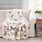 Lush Decor, Pink Flutter Butterfly Throw Blanket, 60" x 50"