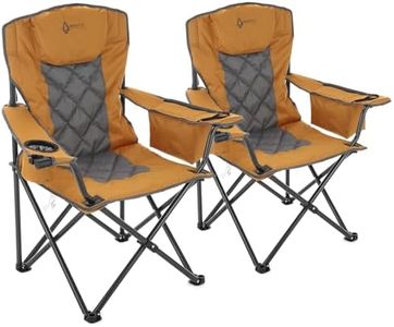 ARROWHEAD OUTDOOR 2-Pack Portable Deluxe Folding Camp Quad Chair w/Headrest, Glass & Cup Holders, Armest 6-can Cooler, Heavy Duty Carry Bag, 550 lbs Weight Capacity