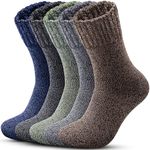 5 Pairs Men's Wool Socks Thermal Thick Socks for Winter Cozy Crew Cushion Socks for Hiking Cold Weather Boot Socks Size 6-11