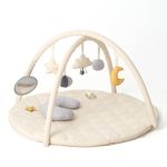 Minidream Baby Play Mat & Activity Gym for Newborns, Tummy Time Pillow Playmat with Six Detachable Toys, Baby Safe Mirror, Developmental Play Gym Padded Large Mat for Infants 0–36 Months