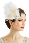 BABEYOND 1920s Flapper Headband Roaring 20s Great Gatsby Headpiece with Peacock Feather