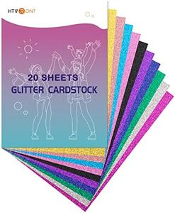 20 Sheets 300GSM HTVRONT Glitter Cardstock Paper - 10 Colors CardStock, A4 Colored Cards Glitter Paper for Craft, Birthday, Scrapbook, Wedding, Sparkly Card, Card Making (Glitter/20 Sheets)