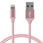 iPhone Charger Lightning Cable 4ft - by TalkWorks | Metallic Heavy Duty MFI Certified Apple Charger Short iPhone Cord for iPhone XR, XS, X, 8, 7, 6, 5, SE, iPad - Rose Gold