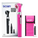 Scian Otoscope Ear Scope with Light, Pocket Ear Diagnostic Kit with 3X Magnify Lens & 8 Speculum Tips for Kids,Elders,Dogs,Home Use (Pink)