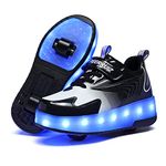 BFOEL Spider Roller Skates Light up Shoes with USB Chargable Led Sport Sneaker for Boys Girls Kids Birthday Thanksgiving Christmas Day Best Gift, 812_black White, 5 US Big Kid