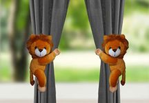 Tickles 2 Pcs Lion Soft Plush Toy Curtain Tiebacks Holder Clip for Children Living Room Decoration Accessories Window Curtain Decorations (Size: 30 cm Color: Brown)