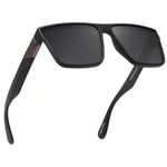 JIM HALO Retro Polarized Sunglasses Men Women, Flat Top Square Driving Glasses UV400 Black Grey