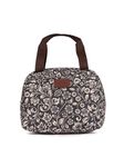 ZOUK FloMotif Floral Printed Jute Black Insulated Lunch Tiffin Storage Picnic Tiffin Storage Picnic Bag