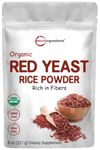 Micro Ingredients Organic Red Yeast Rice Powder, 8 Ounce, Powerfully Support Cardiovascular and Immune System, Non-GMO and Vegan Friendly