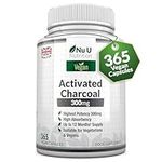 Activated Charcoal 300mg - 365 Vegan Capsules (not Tablets) - 1 Year Supply - High Strength Activated Charcoal Supplement - Made in The UK - Nu U Nutrition