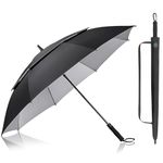 Kalolary 62 Inch UPF 50+ UV Protection Golf Umbrella, Large Oversize Automatic Open Double Canopy Vented Windproof Stick Umbrella, Extra Large Umbrella for Adult and Family(Black)