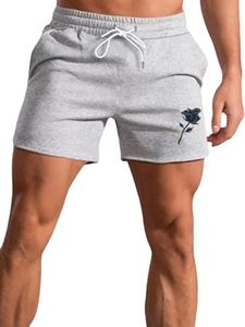 WDIRARA Men's Letter Graphic Print Drawstring Waist Tie Front Pocket Track Shorts Grey Rose X-Large