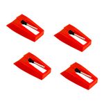 SAVITA 4pcs Record Player Needle Replacements, Diamond Stylus Needles Replacement for Turntable Accessories for LP Vinyl Record Player Phonograph (Red)