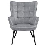 Yaheetech Accent Chair Modern Room Armchair High Back Leather Chairs for Bedroom/Living Room Gray