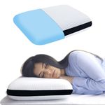 Sleepsia Memory Foam Pillows | Cooling Gel Orthopedic Bed Pillow for Sleeping - Ergonomic & Neck Pain Relief | Back Sleeper, Side Sleeper & Stomach Sleepers (Gel Infused, Standard Black Stripes)