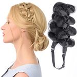 BOBIYA Kinky Gourd Synthetic Hair Braided Headband Wide Plaited Headband Plait Hair Headband for Women Girl (Natural Black)